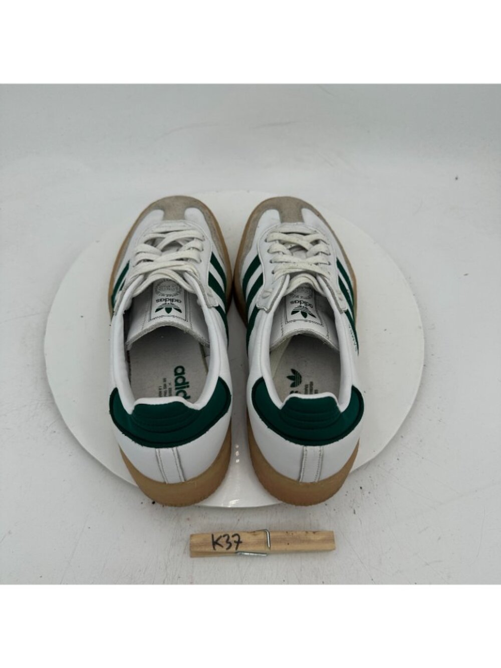 Adidas Originals Samba Women Size 8.5 White Green Rubber Sole Casual Shoes - Picture 9 of 11